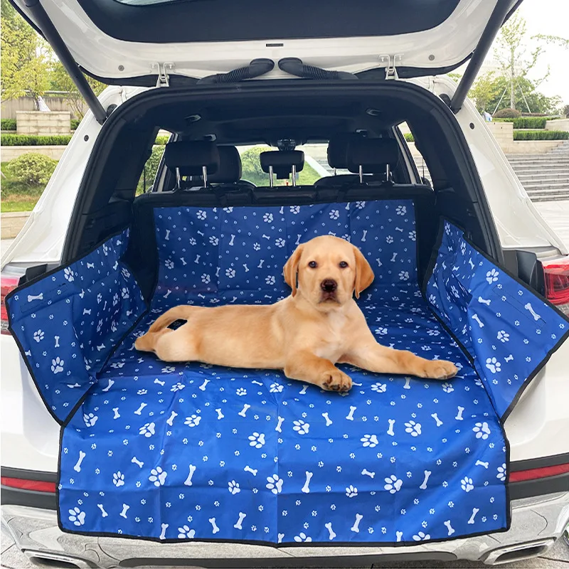 Pet Dog Car Seat Cover Waterproof Scratchproof Carriers Hammock Paw Print Trunk Cushion Transportation Safety Protector Dog Mat