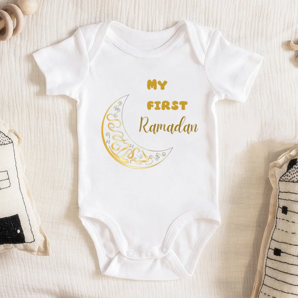 My First Ramadan Eid Baby Girl Clothes Cotton Short Sleeve Newborn Toddler Boys Bodysuit Baby Romper