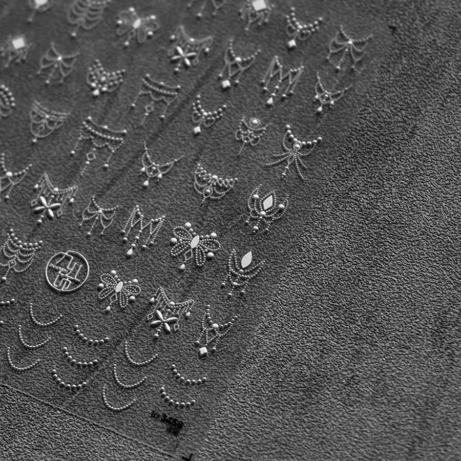 Tassel Headwear Dot Butterfly Line White Black Gold Silver 5D Relief Self Adhesive Nail Art Decoration Sticker 3D Manicure Decal