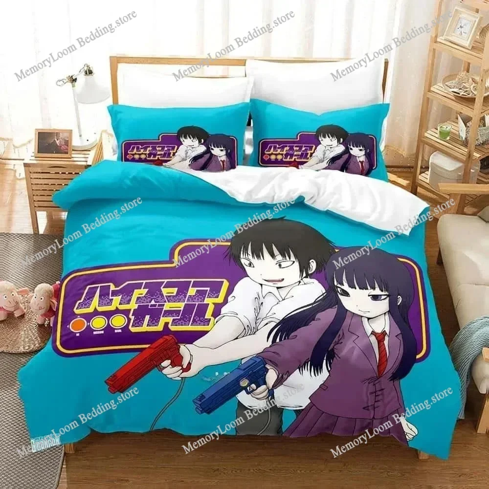 Kawaii Anime Hi Score Girl Bedding Set Single Twin Full Queen King Size Bed Set Adult Kid Bedroom Duvet cover Sets Home Textiles