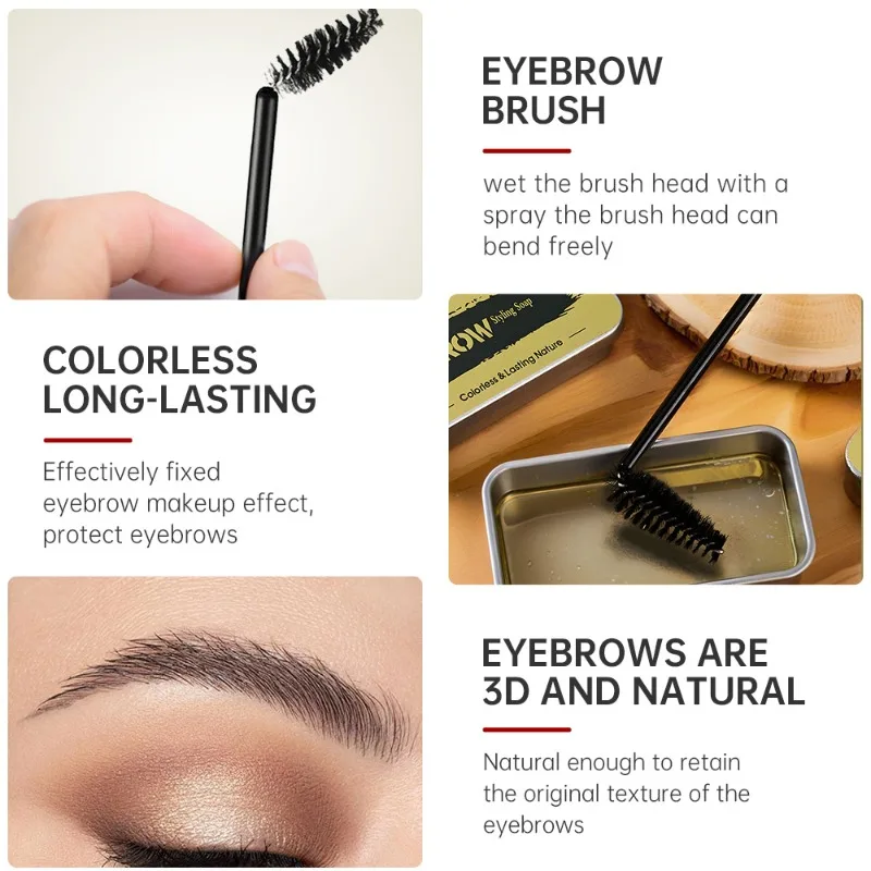 جل الحواجب الشفاف، تركيبة مقاومة للماء، عقد شفاف غير لامع مع فرشاة سوبولي للمكياج الطبيعي ذو المظهر البري طوال اليوم