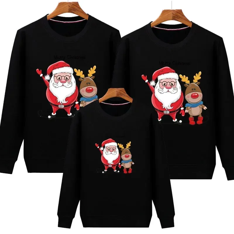 Winter Mom Daughter Tops Christmas Santa Printed Shirt Family Matching Outfits Dad Son Sweatshirts Couple Pullovers Kids Clothes