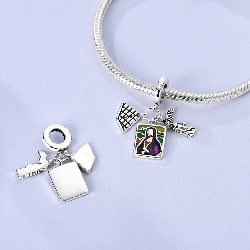 100% 925 Sterling Silver Luggage Earth Camera Golf Rugby Helmet Charms Pendants Fit Qikaola 925 Original Bracelets DIY Jewelry