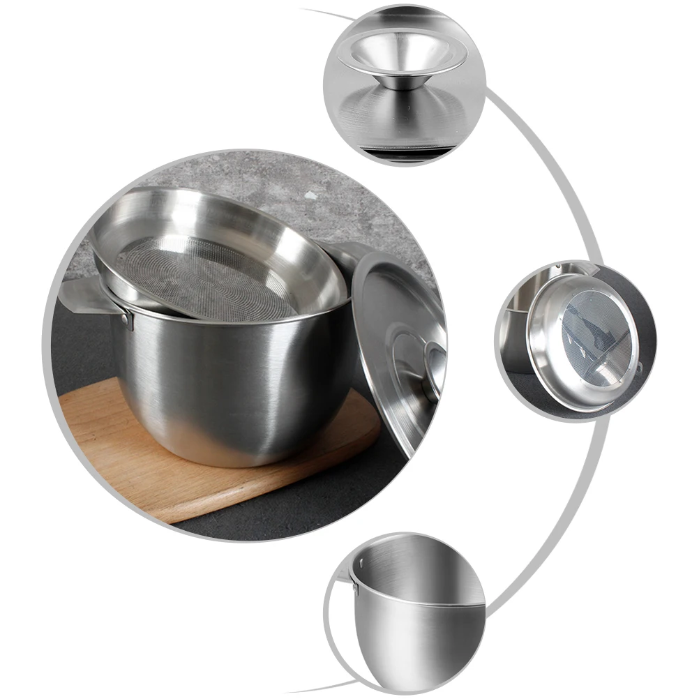 

Stainless Steel Storage Kitchen Gadget Household Restaurant Multi-Purpose Premium Material Lard Cooking Container Filter