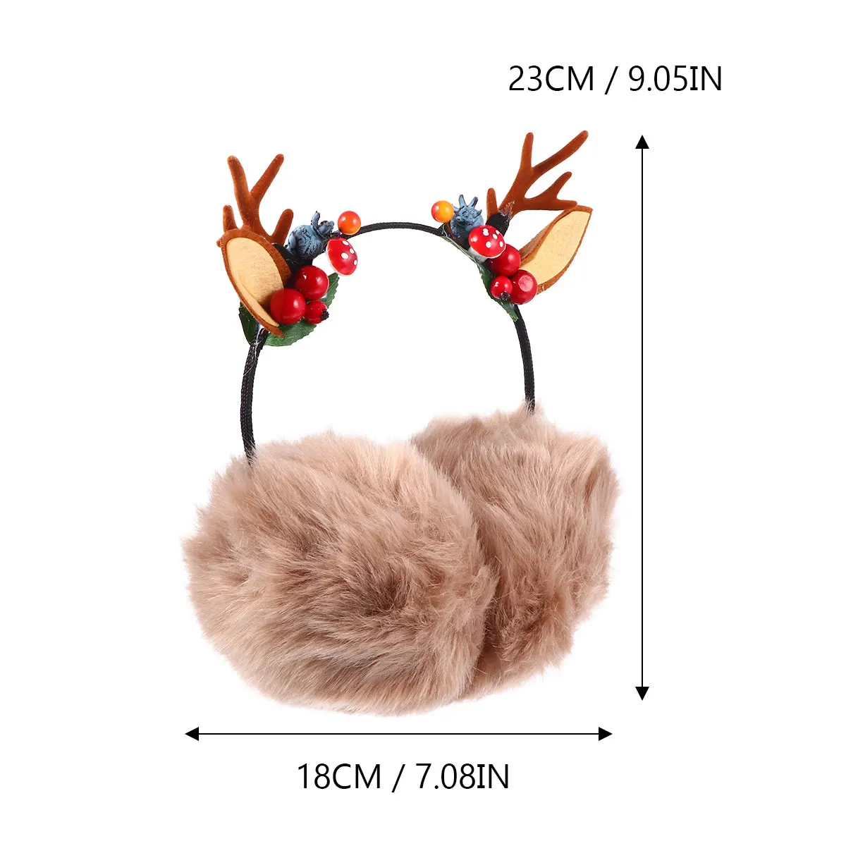 

Delicate Velvet Earmuffs Cat Ears Headdress Winter Ear Muffs Warm Headband Reindeer Antler Headgear For Women Girls