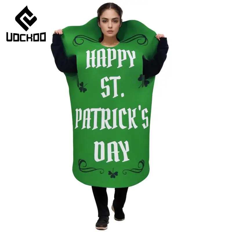 

Happy St. Patrick's Day Costume Stage Performances Outfit Adult Jumpsuits Holiday Cosplay Suit Green Funny Unisex Clothes