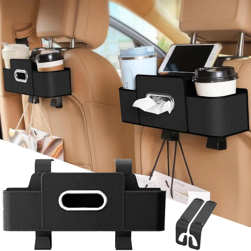 

Многофункциональный органайзер 3-в-1 для автомобиля, коробка для хранения на спинке сиденья с держателем для салфеток, органайзер на заднее сиденье для детей и путешествий