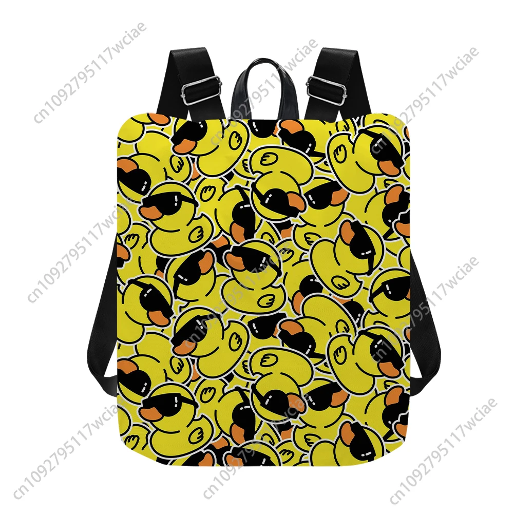 Cool gele eend printpatroon aangepaste rugzak reizen anti-diefstal rugzak nylon waterdichte dagrugzak mode college cadeau boekentas