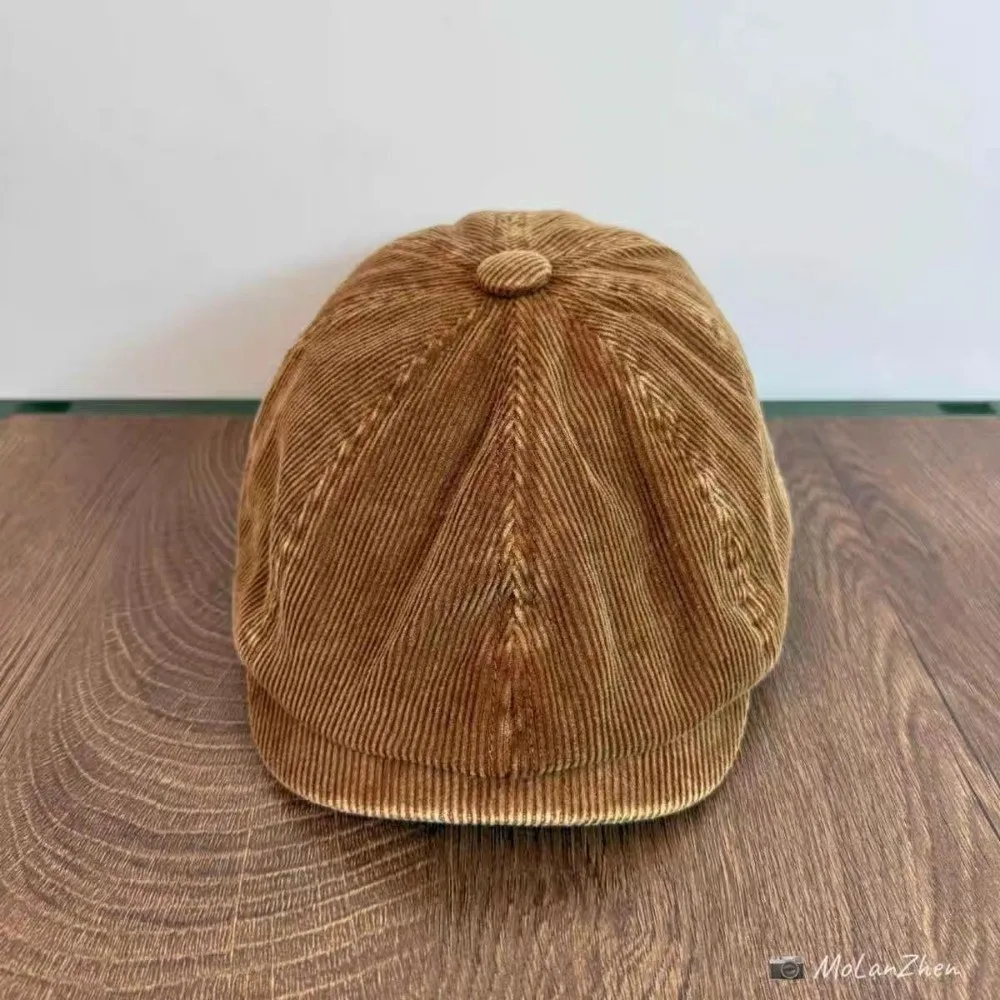 

Retro Japanese Forward Cap Corduroy Adjustable Newsboy Hats Berets Autumn Winter