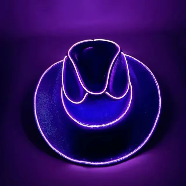 Lichten Cowboy Cowgirl Hoed met LED Light Up Cap Lichtgevende Western Cowboyhoed Parelmoer Cowgirl Hoed voor Dansfeest Aankleden