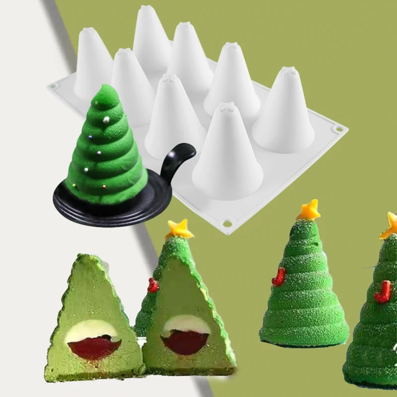 Weihnachten Dekoration Werkzeuge Weihnachten Baum Design Silikon Kuchen Formen Mousse Dessert Backform Schokolade Formen Küche Backformen