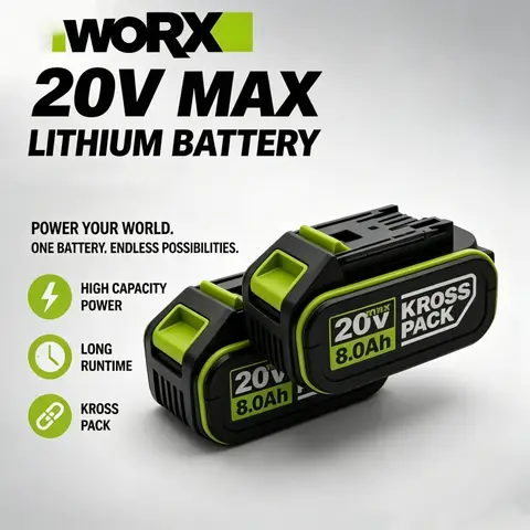 100% Original WORX 20V 6.0Ah  large-capacity Lithium battery For WORX Cordless Power Tools Replace WA3054