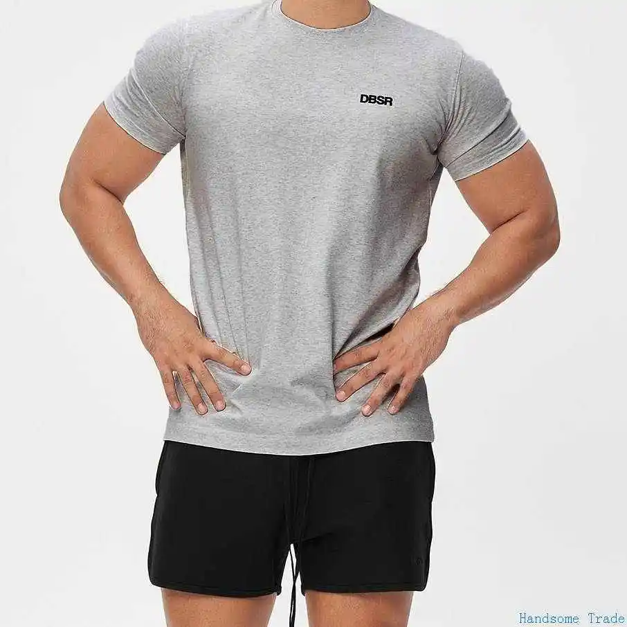 

Men's Fitn Crossfit T-irt Gym Clothes ort Sve round Ne Modern Sle Pure Cotton Warmth Providing Ultra-ort T-irt