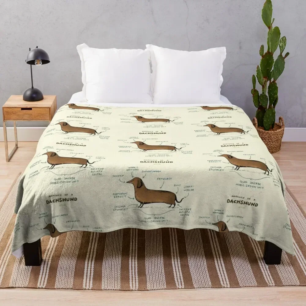 Anatomy of a Dachshund Throw Blanket Thin Soft Blanket for Summer Night Sleeping