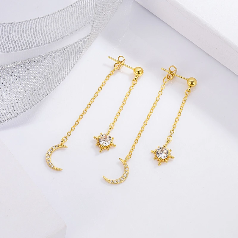 

Pure Silver Earrings Fashionable New Style Exquisite Korean Style Star Moon Design Luxurious Stylish Ear Accessories for Women