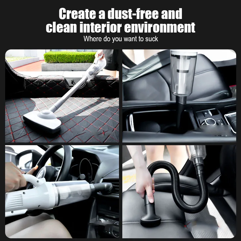 120W 11.1V เครื่องดูดฝุ่นรถยนต์2000Mah Dual-Purpose มือถือมากขนาดเล็ก Power 12000Pa ดูดแปรงเก็บฝุ่น