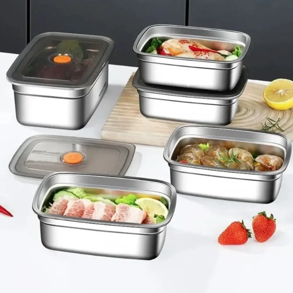 

316 Stainless Steel Lunch Box Leak-proof Rectangular Food Storage Box Microwaveable Sealed Food Container Refrigerator