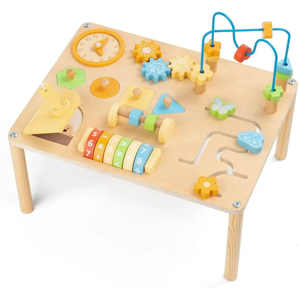 

Игровой столик KDST для детей от 1 года, 8 в 1, цветные игрушки Монтессори, детский игровой столик с лабиринтом из бусин и сортировщиком фигур, развивающий.