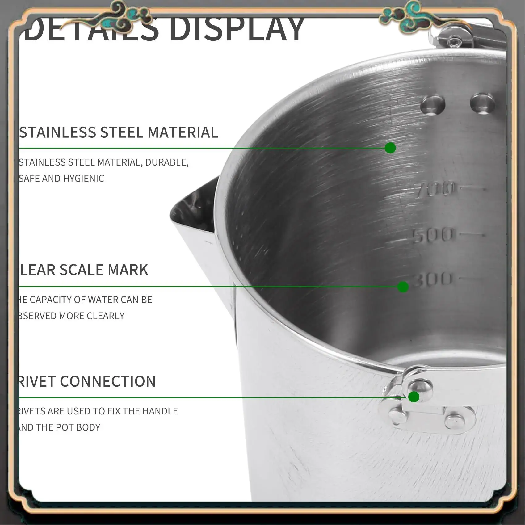 

Premium Outdoor Camping Kettle Stainless Steel Cooking Kettle 1.2L Lightweight Compact Camping Pot For Hiking Backpacking Picnic