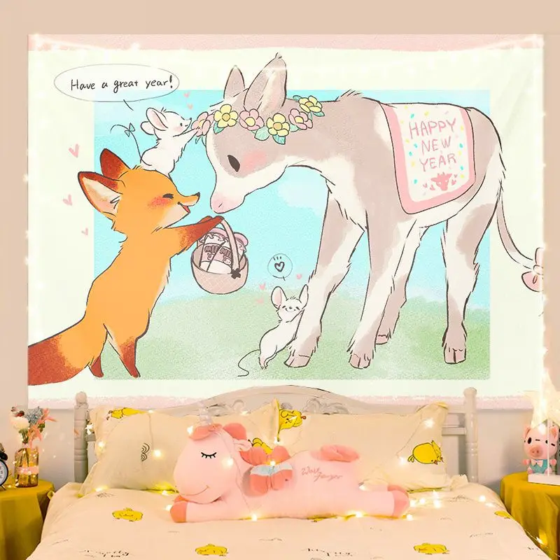 38-дизайн! Плюшевый фон с изображением лисы, ступенчатый макияж, идеально подходит для: прямых трансляций, домашнего декора,