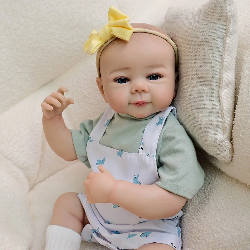 48cm Full Vinyl Body Reborn Girl Doll  Julietta with 3D Skin Multiple Layers Painting Blue Eyes Painted Hair Doll Toy