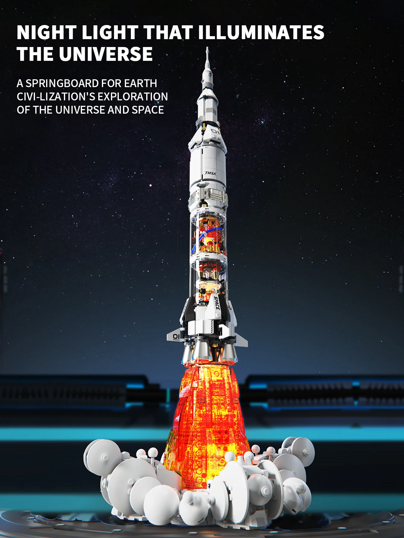 

Space rocket launch block set, highly restored rocket details, immersive experience of space exploration
