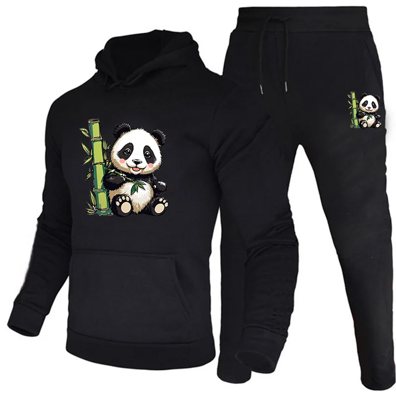 Men's printed sportswear hoodie and pants casual streetwear running sportswear autumn and winter 2-piece set