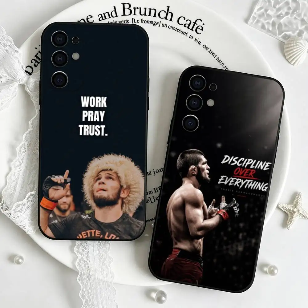 Fighter Khabib Nurmagomedov Phone Case Black Silicone Soft For Samsung S25,S24,S21,S22,S23,S30,Ultra,S20,Plus,Fe,Lite