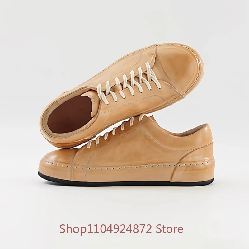 Handcrafted Genuine Leather Casual Board Shoes Men's Commuting Outdoor Sport Cowhide Comfortable Formal Leather Shoes Male