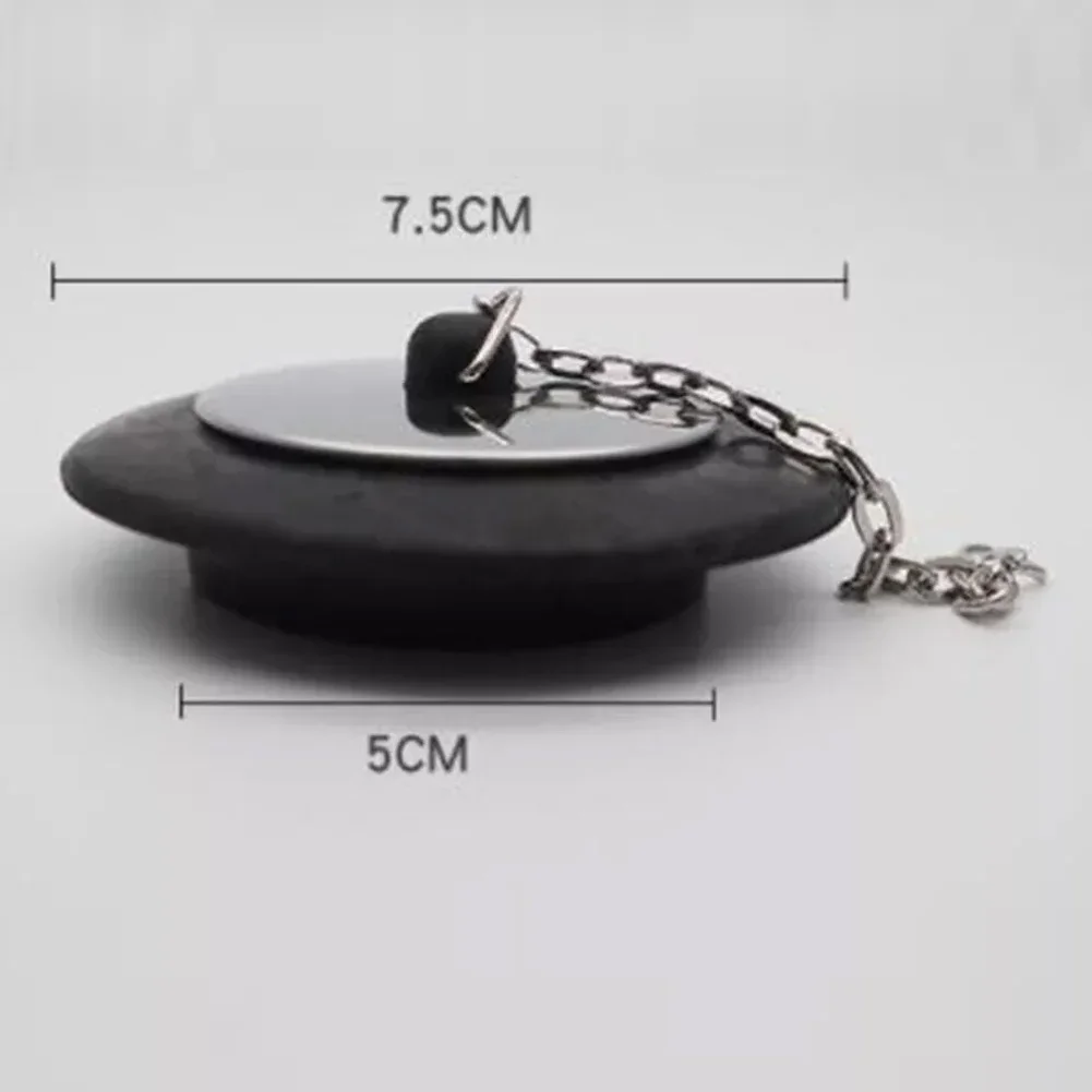 1 stücke Bad Stecker Gummi Badewanne Stopper Abfluss mit Kette Waschbecken Waschbecken Metall 7,5x7,5x3cm Banthroom Zubehör