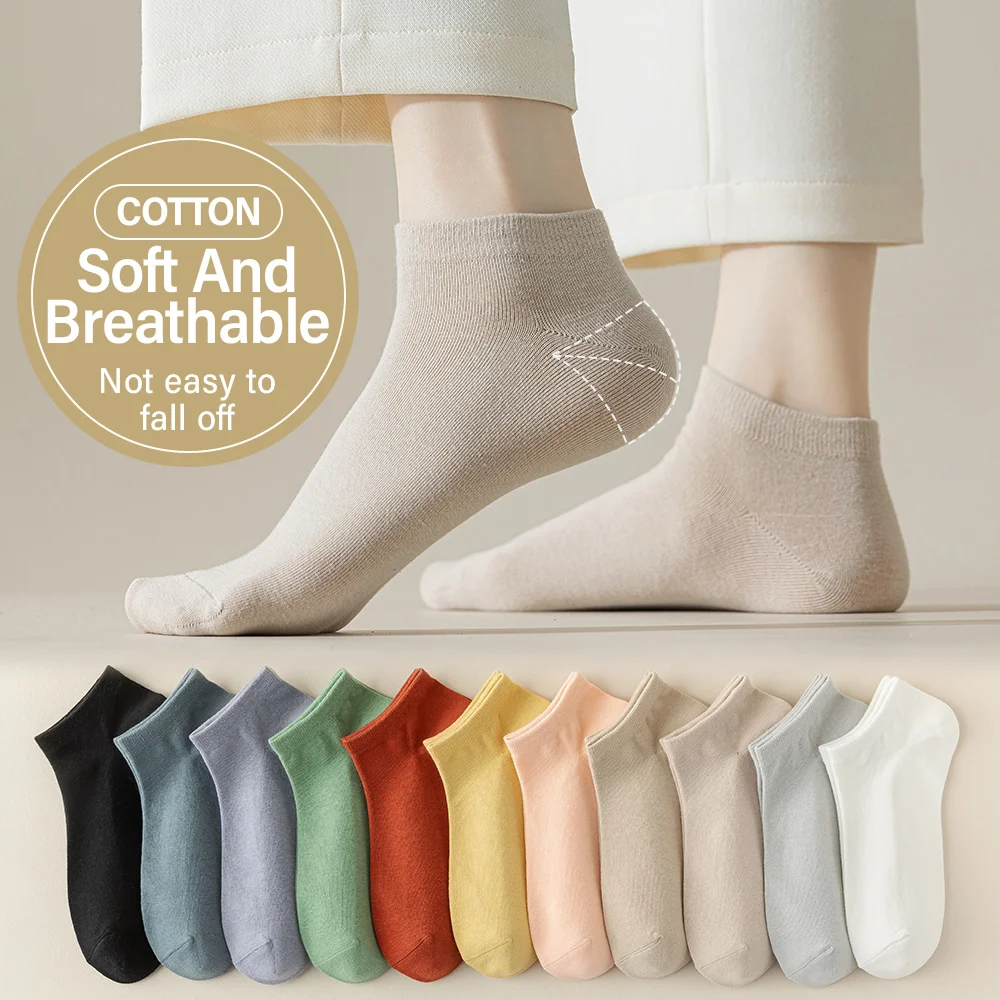 

Women's 95% Combed Cotton Business Dress Socks Soft Breathable Ankle Length Colorful 5 Pairs/Lot for Spring Summer