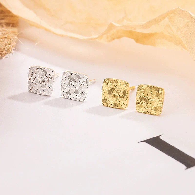 New Sequined Small Square Earrings for Women High-end Ear Stud Simple and Personalized Earrings 925 Silver Jewelry KOFSAC
