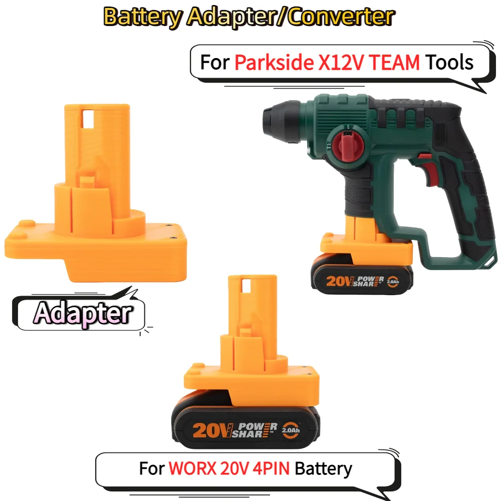 

Адаптер/конвертер для аккумуляторов WORX 20V 4PIN Li-ion на аккумуляторы для электроинструментов Parkside X12V TEAM (только адаптер)