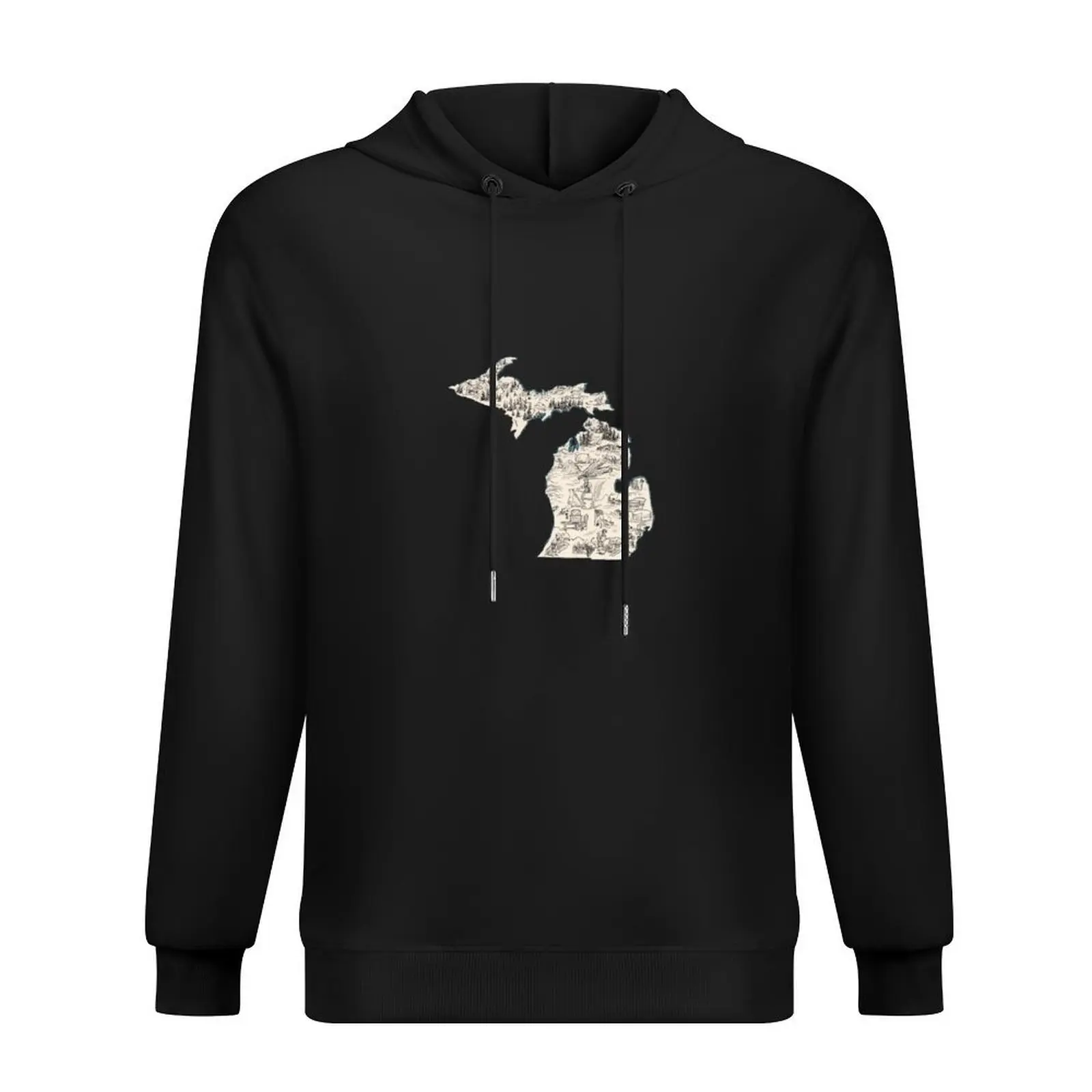 

Michigan Vintage Picture Map Hoodie male clothes anime clothing men's winter sweater korean style clothes hoodie