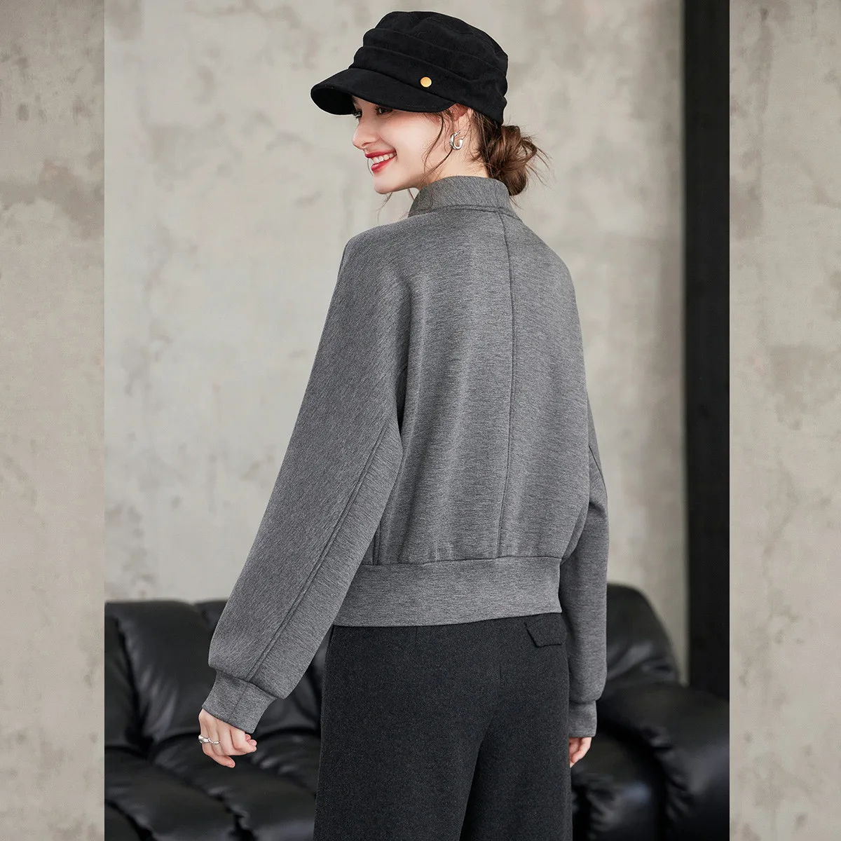 LOUIS YAO  Women's Pullover  2026 Autumn/Winter Thickened Sweatshirt Casual Half-Zip Slightly Stretch Sweatshirt