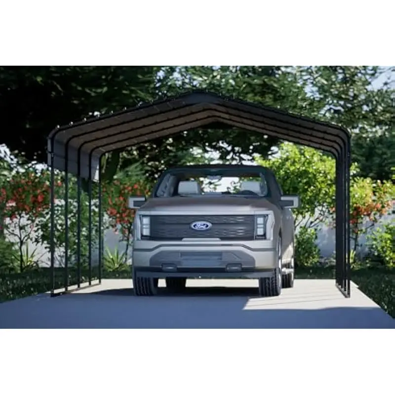 Sturdy 12ft by 20ft by 7ft steel canopy structure designed for vehicle protection including large SUVs trucks boats and motorcyc