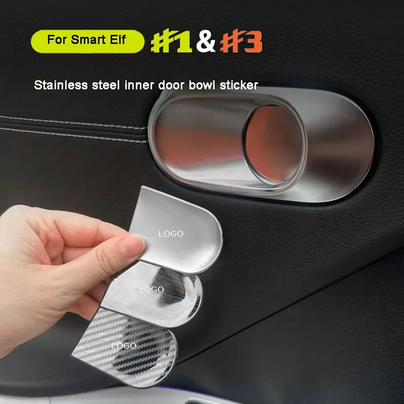 

For Mercedes Smart Elf 1 # 3# 4Pcs Car Stainless Steel Inner Dor Bowl Sticker Handle Decoration Car Accessories Modification