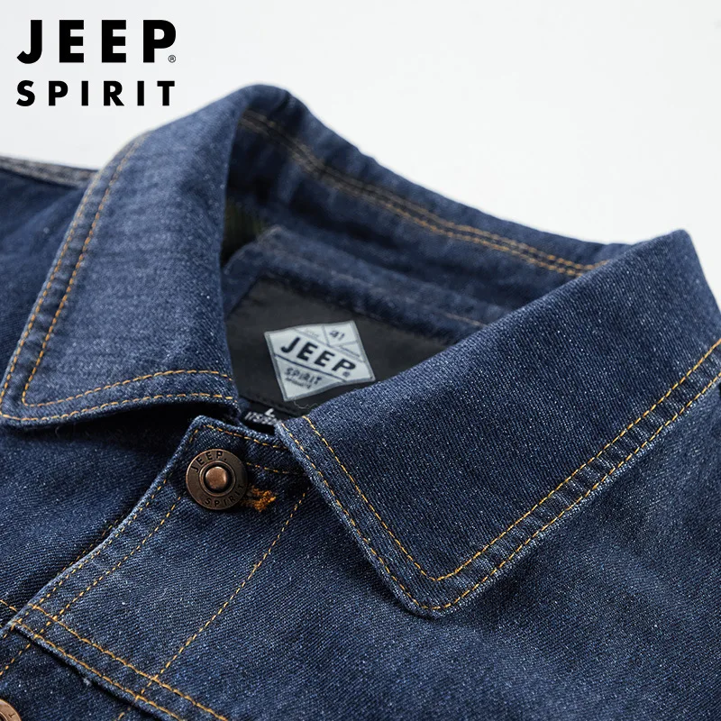 JEEP SPIRIT men denim streetwear fashion casual Slim fit embroidered LOGO cotton spring autumn high quality Breathable jacket