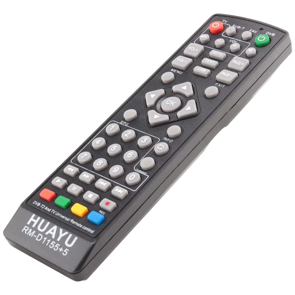 Huayu รีโมทคอนโทรลควบคุมทีวีอเนกประสงค์ Dvb-T2รีโมท Rm-D1155ตัวรับสัญญาณโทรทัศน์ดาวเทียม