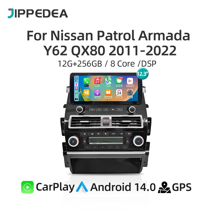 

CarPlay Android 14.0 GPS Multimedia Player 4G WiFi Bluetooth DSP Stereo Car Radio For Nissan Patrol Armada Y62 QX80 2011-2022