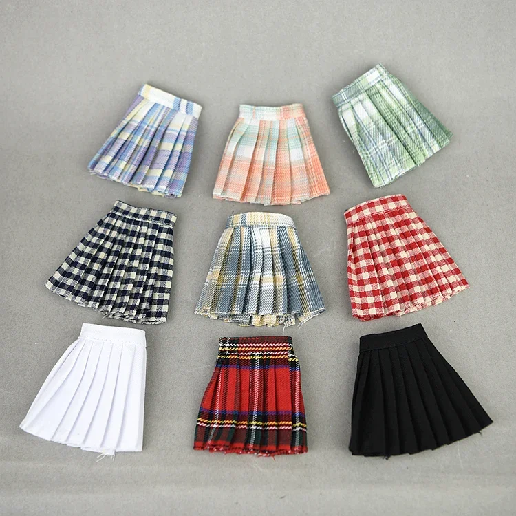 doll dress / short grid skirt / T shirt long sleeve Autumn Wear Clothing For 1/6 Kurhn Xinyi Barbie Blythe FR ST Doll gift