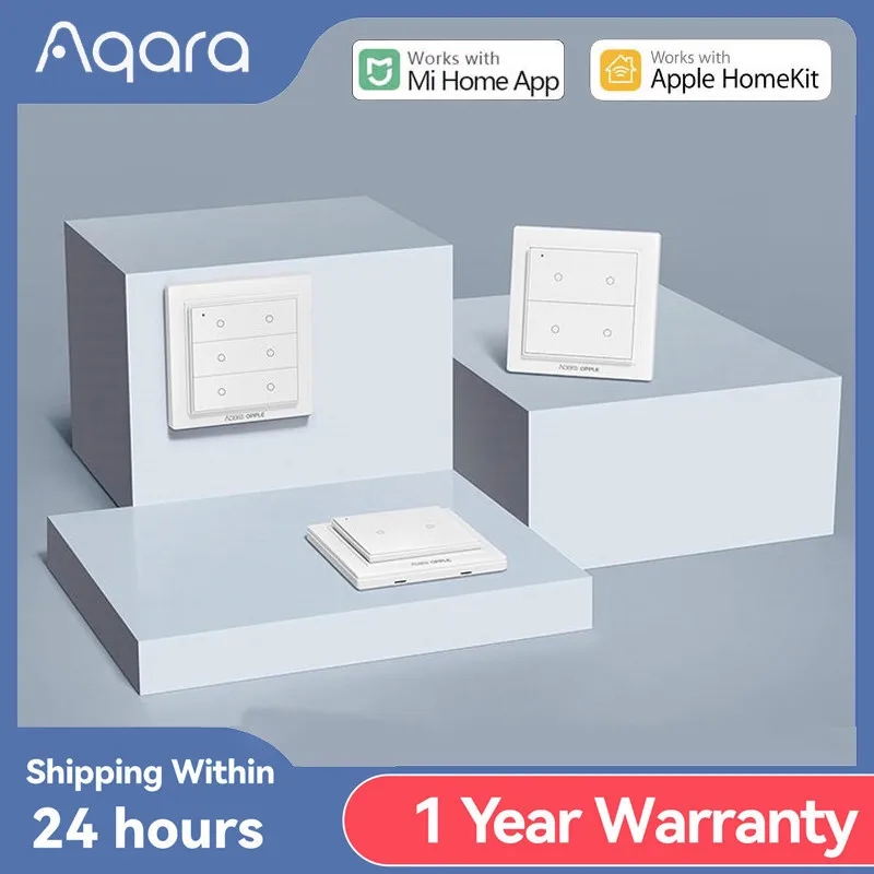 Aqara สวิตช์อัจฉริยะไร้สาย2/4/6คีย์สวิตช์ติดผนัง Zigbee 3.0สมาร์ทโฮมควบคุมรีโมทแอปทำงานร่วมกับ Mijia และ homekit