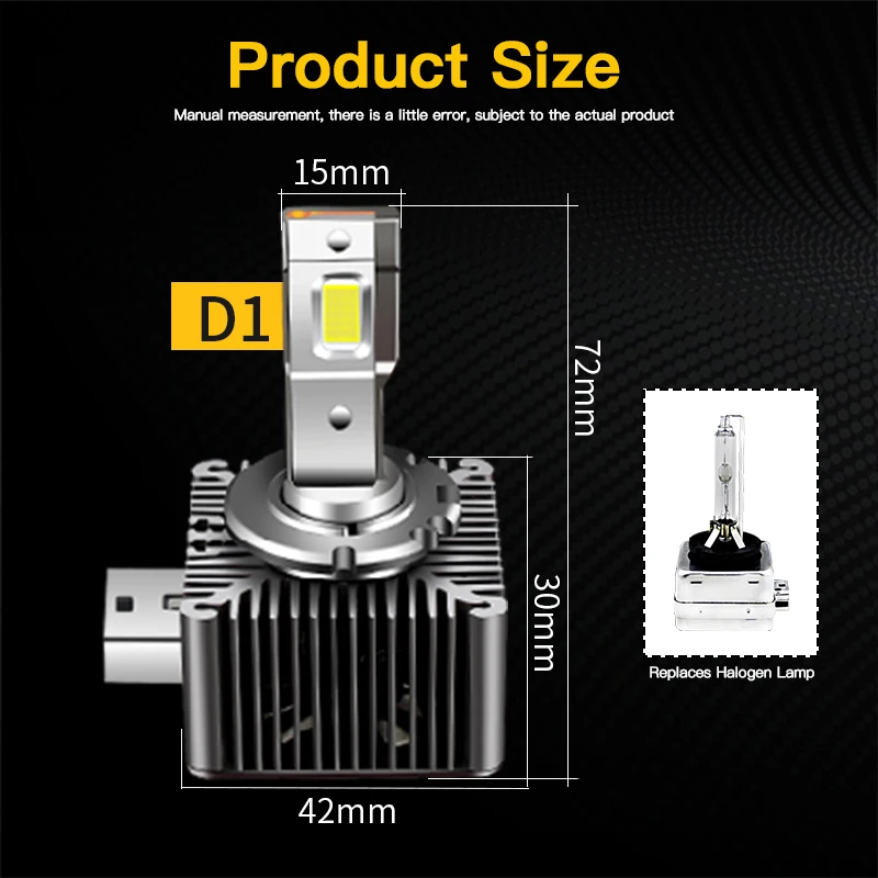 LED Headlights Beams HID D1S 70W Auto lamp High/Low Beam CANBUS Two-sided CSP Chip Plug&Play For BMW 5series F07 F10 F11 09-20 view 2