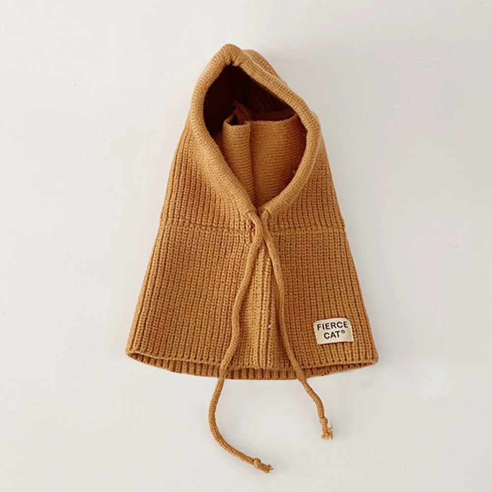 

Durable One-piece Baby Balaclava Hat Ears Neck Warm Children Earflap Hat Knitted Cap Children