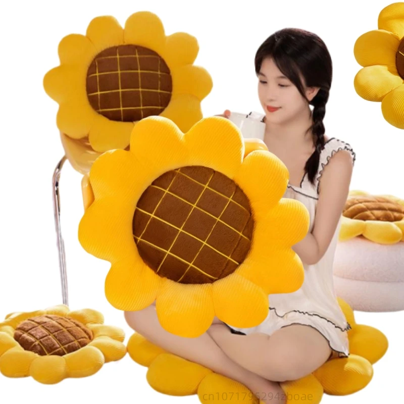 

Подушка плюшевая для куклы, Реалистичная желтая, с имитацией натурального цветка подсолнуха, супермягкая, подарок для девушек, 35-70 см