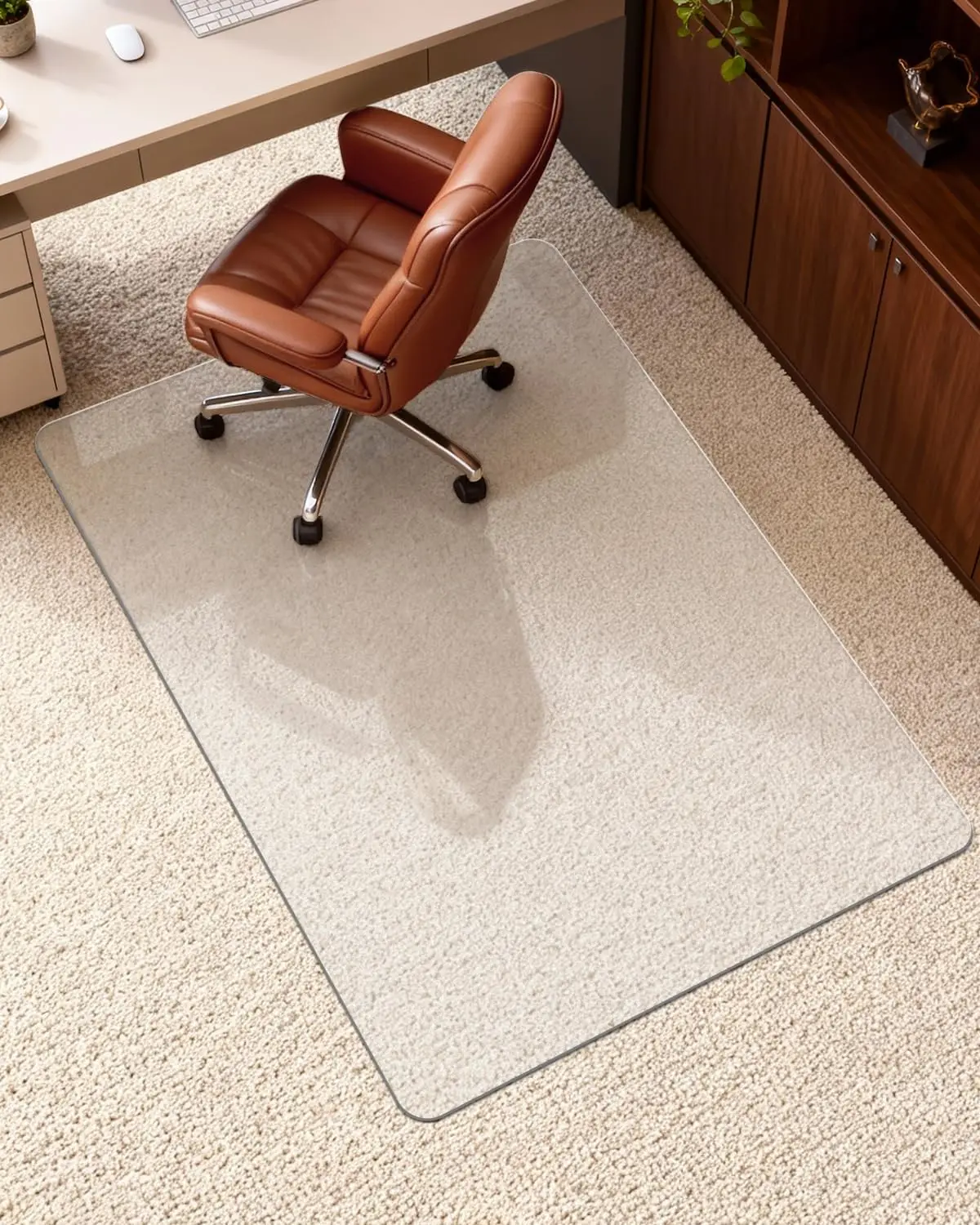 Hard Frosted Office Chair Mat for High Pile Carpet & Hardwood Floor