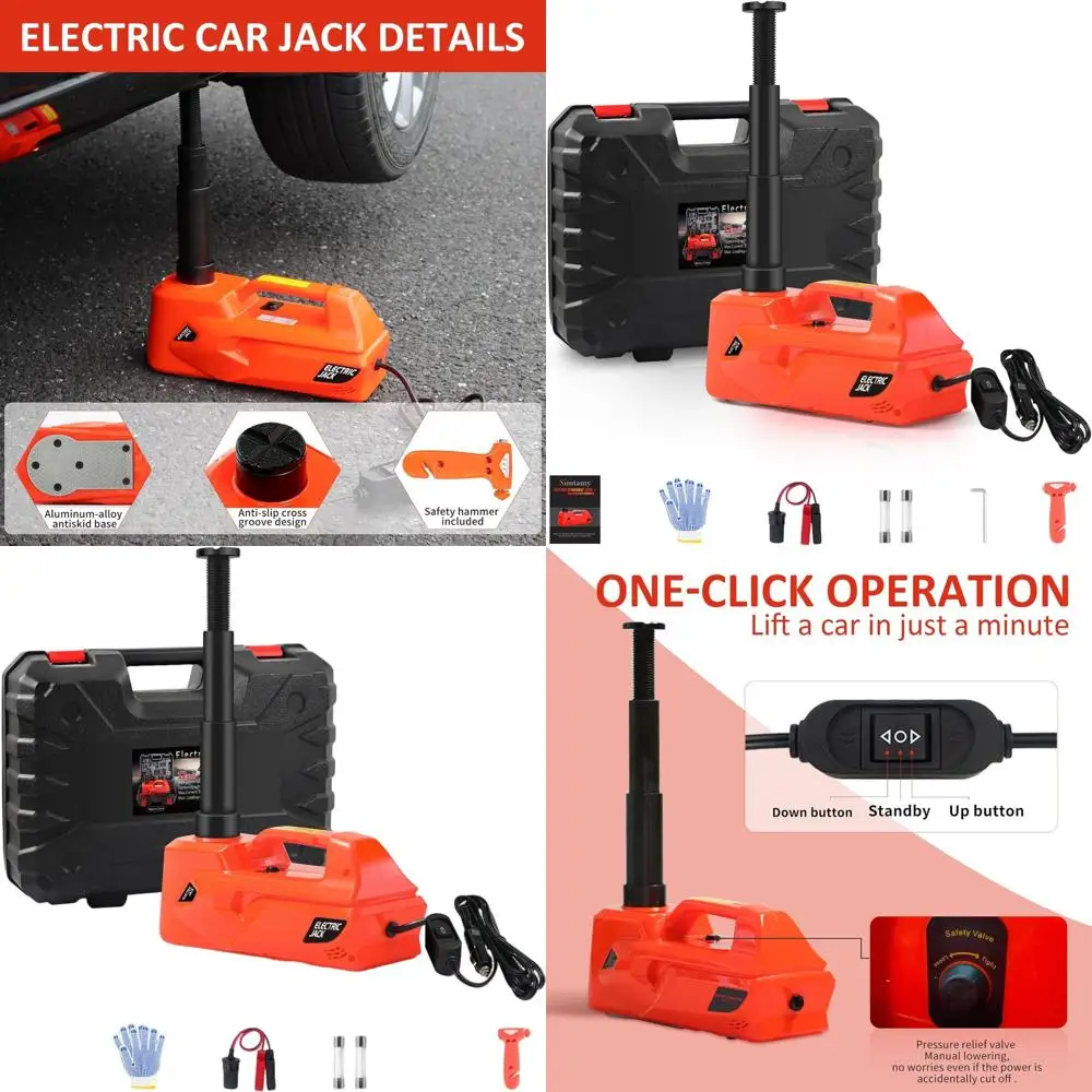 

12V 5-Ton Electric Car Jack with Safety Hammer and LED Light, 6.1-17.7 Lift for SUV, MPV, Sedan, and Trucks