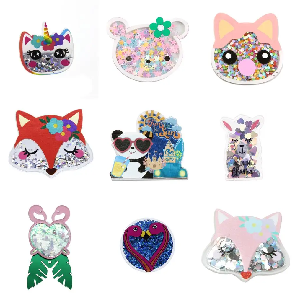 1pc Animal Series Quicksand Sequins Acrylic Planar Resin Sequin Shakers Colorful Sequins DIY Hair Bow Craft Decoration