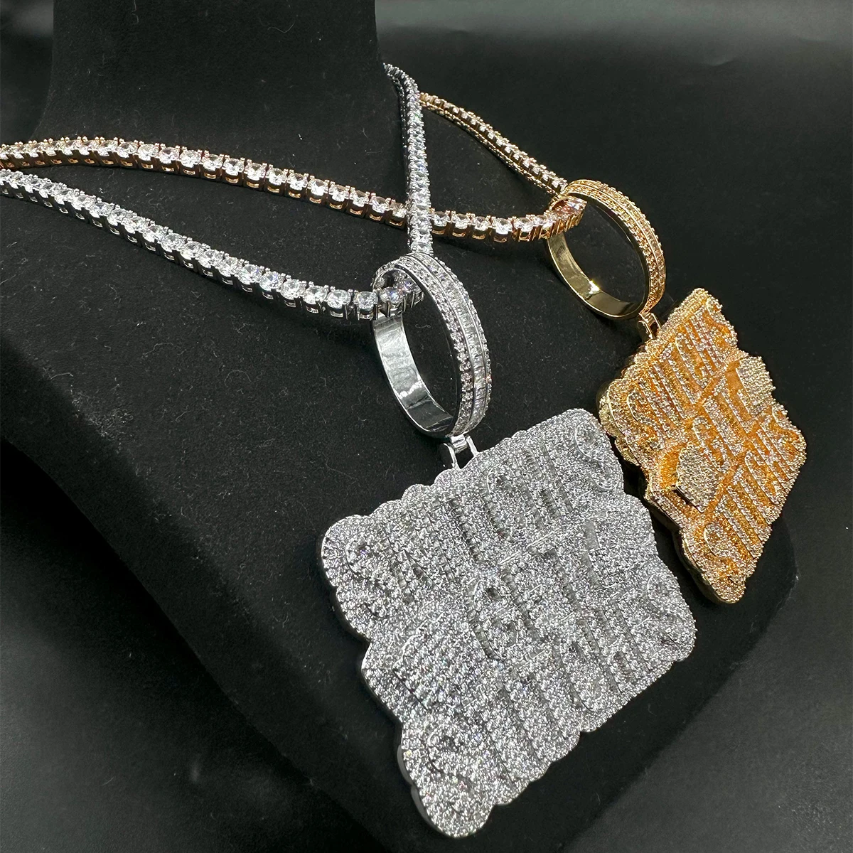 Aokaishen Iced Out Necklace for Men Prong Setting Loyalty Makes You Family Pendant Hip Hop Jewelry