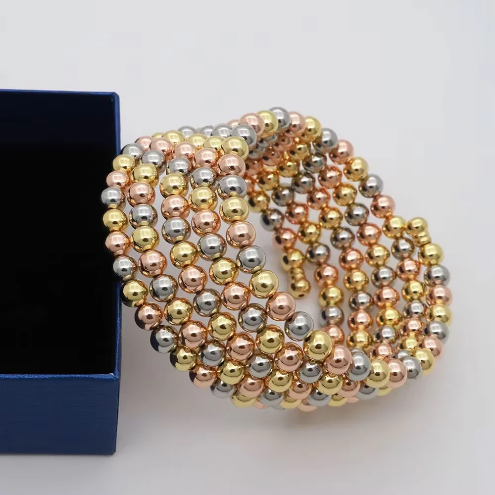 Luxury Handmade 5 Layers Per Set Multiple Colors Beaded Bracelet 5 circles Flexible Bangle Suitable For Daily Wear Banquet Gifts